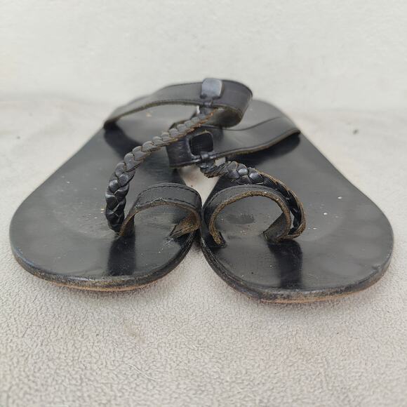 Ancient Greek Sandals Melpomeni Womens 39 9 Black Leather Braided Straps Beach‎ - Picture 2 of 6